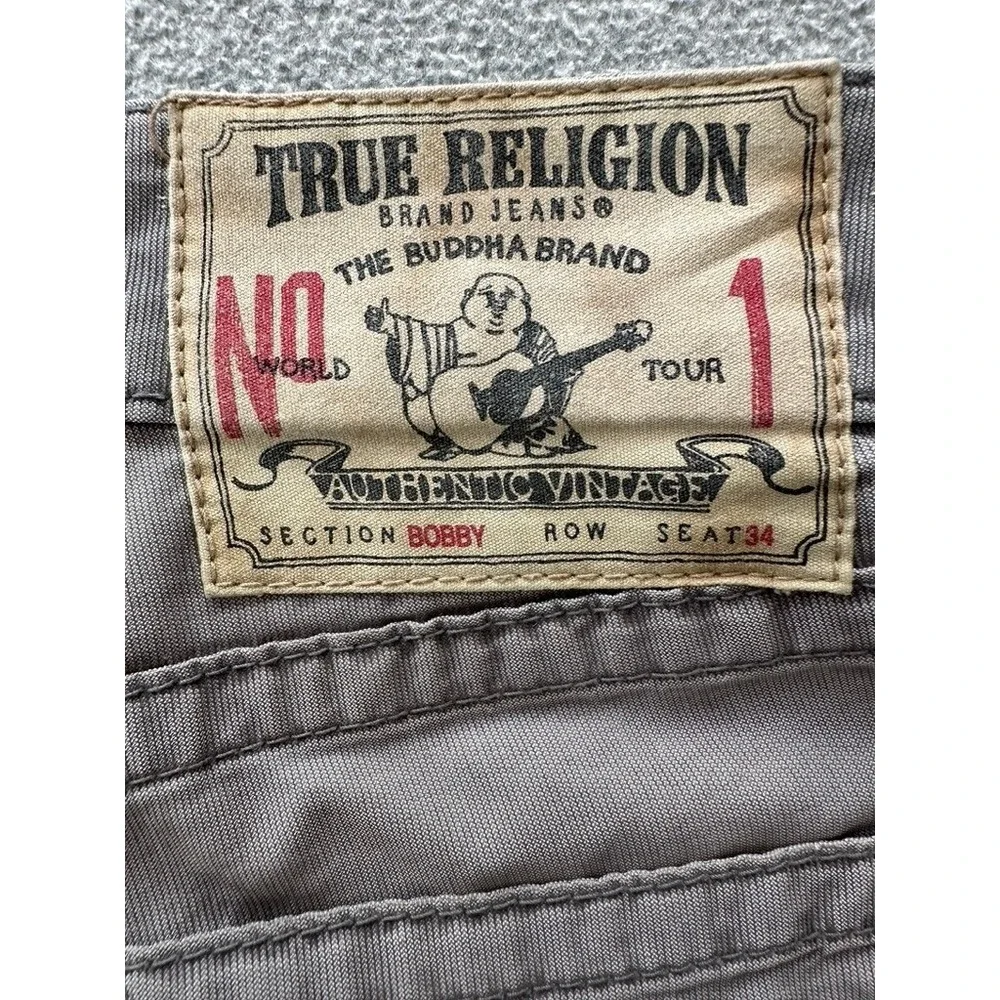 Y2K True Religion Bobby Corduroy Jeans 33 Regular Straight Gray Flap Pocket